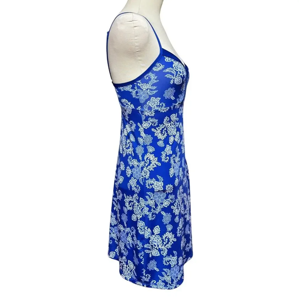 Laura Ashley Blue White Floral Chemise Night Gown Small